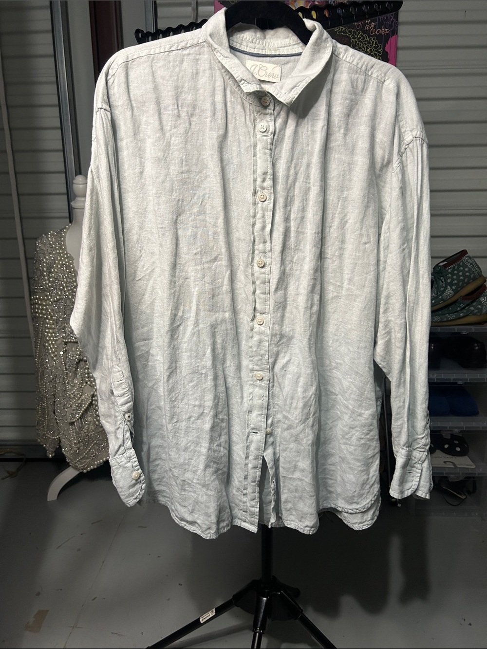 J. Crew Light blue gray Linen Button-Down Shirt plus size 16